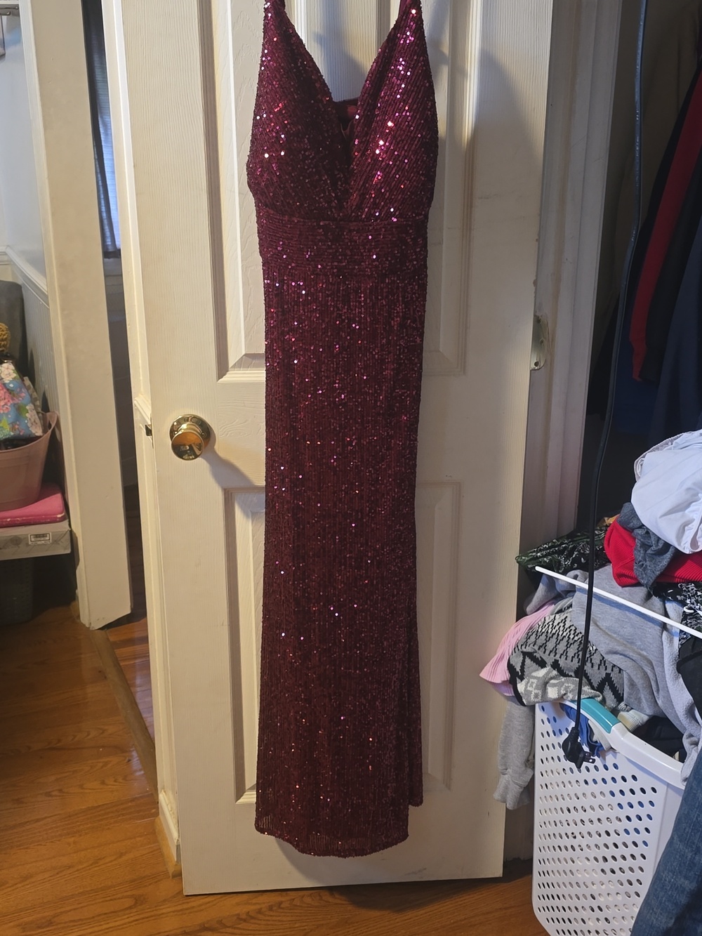Morgan & Co. Deep Red Sequin Dress
